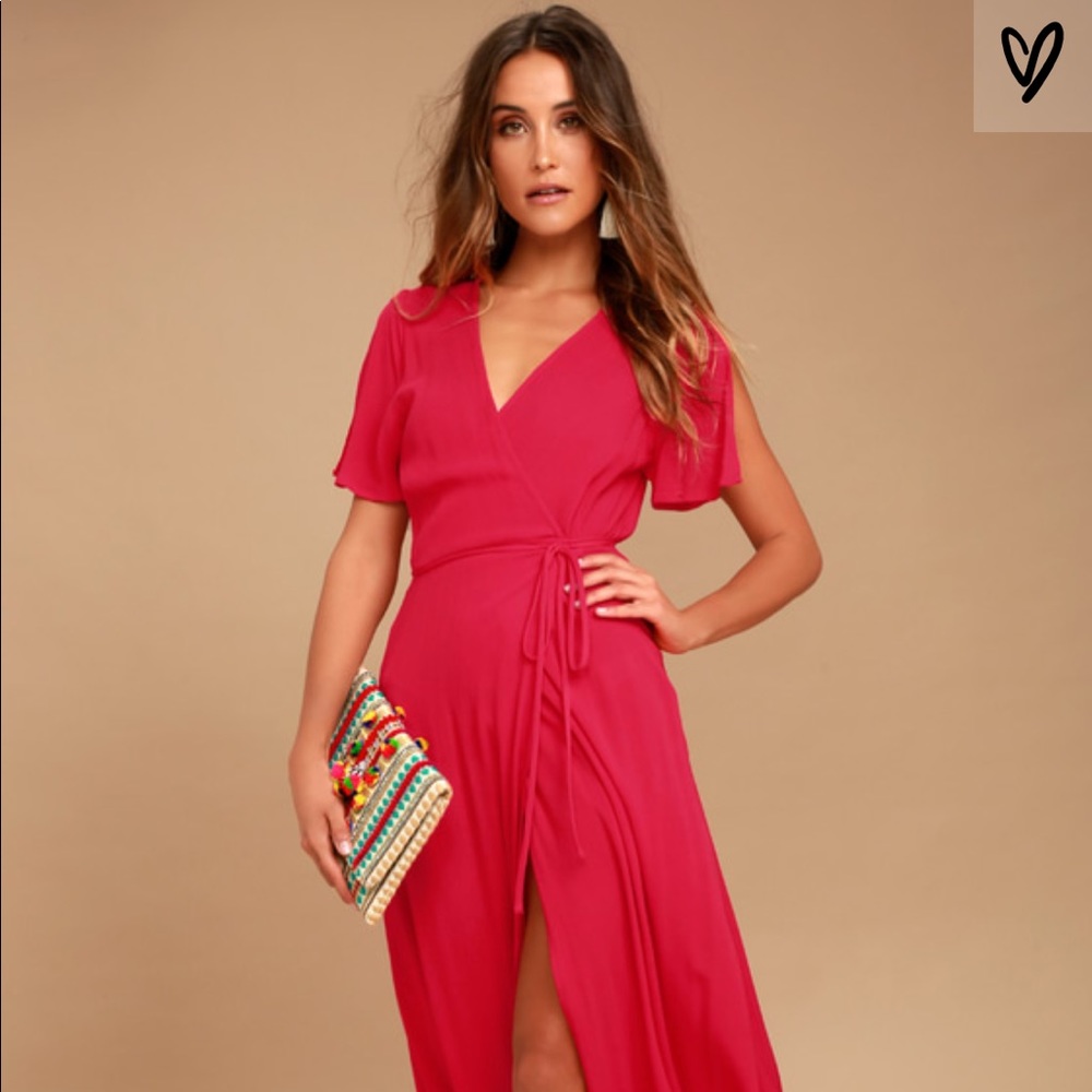 Lulu’s Red Short Sleeve Maxi Dress